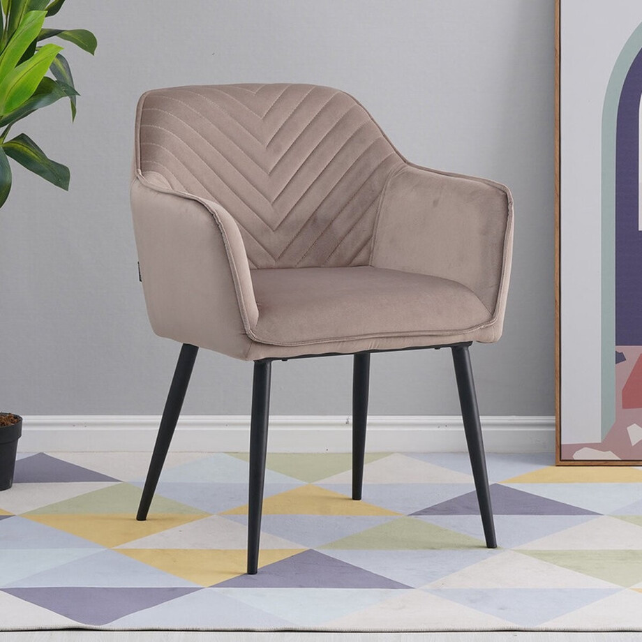 Bronx71® Velvet eetkamerstoel Fiona taupe - Eetkamerstoelen set van 4 - stoel Bronx71® Velvet eetkamerstoel Fiona taupe - Eetkamerstoelen set van 4 - stoel afbeelding 1