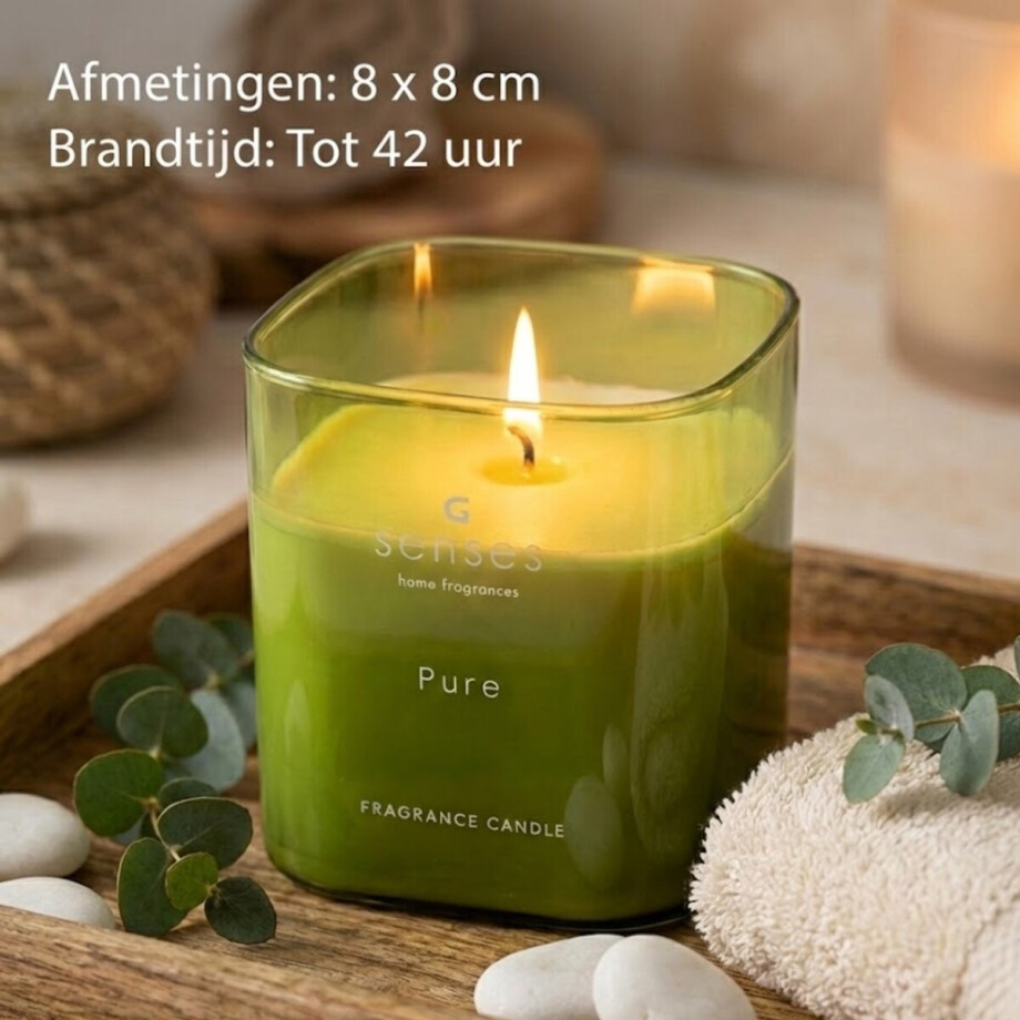 Geurkaars pure 8x8cm - Gusta® Luxe glas houder afbeelding 1