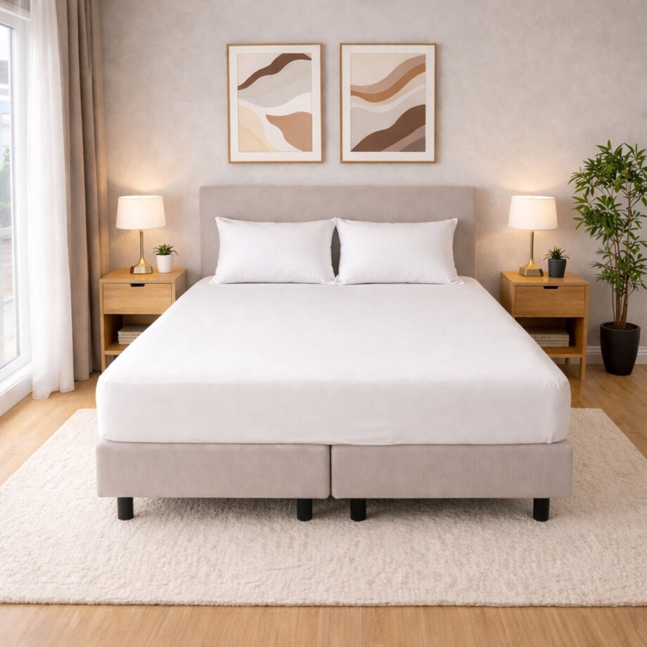 Polydaun hoeslaken - Jersey - wit - 180x200/220 cm afbeelding 1