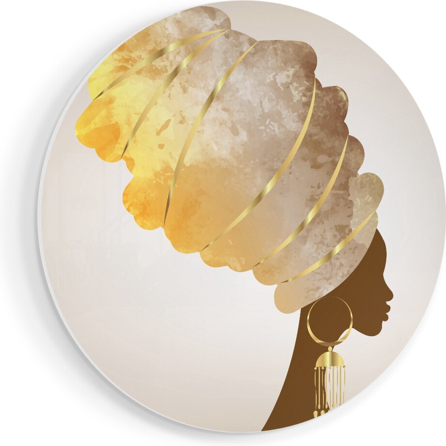 Artaza Forex Muurcirkel Afrikaanse Vrouw Met Gouden Tulband - 50x50 cm - Klein - Wandcirkel - Rond Schilderij - Muurdecoratie Cirkel Artaza Forex Muurcirkel Afrikaanse Vrouw Met Gouden Tulband - 50x50 cm - Klein - Wandcirkel - Rond Schilderij - Muurdecoratie Cirkel afbeelding 1