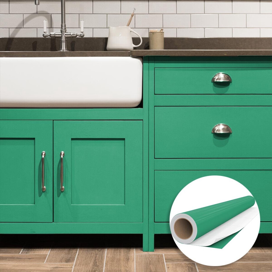 Waterdichte zelfklevende vinylfolie op rol per meter - Afwasbare sticker voor keuken, meubels, kasten, deuren - 60 cm x 30 m - Turquoise Waterdichte zelfklevende vinylfolie op rol per meter - Afwasbare sticker voor keuken, meubels, kasten, deuren - 60 cm x 30 m - Turquoise afbeelding 1