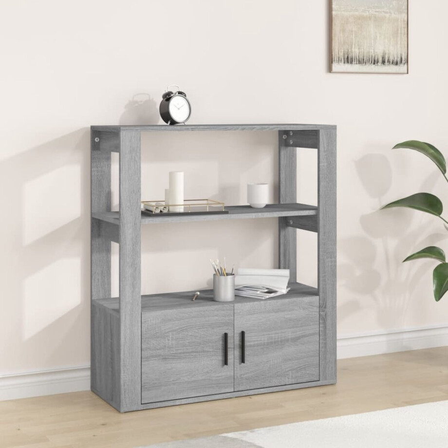 The Living Store Boekenkast - Grijs Sonoma Eiken - 80 x 30 x 90 cm - Praktisch en Elegant The Living Store Boekenkast - Grijs Sonoma Eiken - 80 x 30 x 90 cm - Praktisch en Elegant afbeelding 1