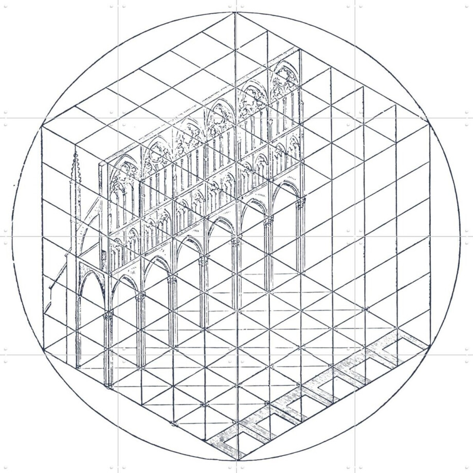 IXXI Facade, Aster Edition - 80 x 80 cm - Gratis ophangtool - Grote wanddecoratie en posters - Technische Tekening, Geometrische Kunst, Line art afbeelding 1