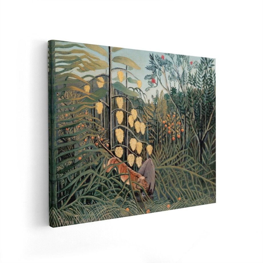 Artaza Canvas Schilderij Leeuw - 100x80 cm - Wanddecoratie Henri Rousseau - Muurdecoratie Jungle - Schilderijen Op Canvas Dieren Artaza Canvas Schilderij Leeuw - 100x80 cm - Wanddecoratie Henri Rousseau - Muurdecoratie Jungle - Schilderijen Op Canvas Dieren afbeelding 1