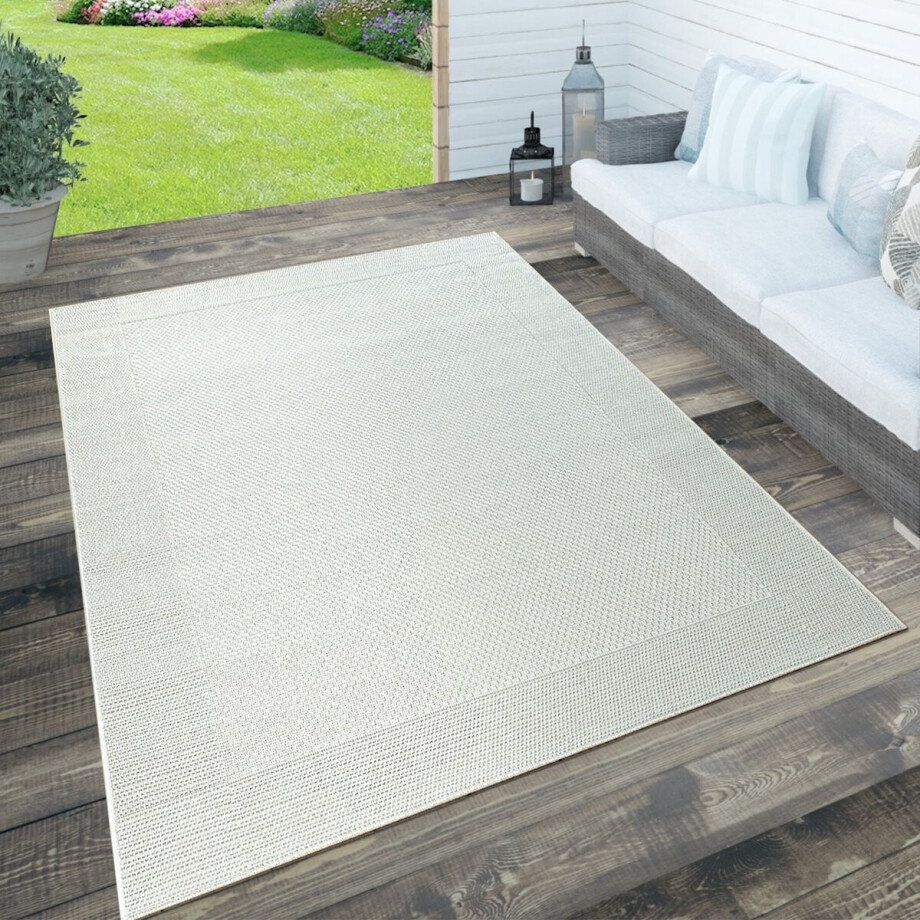 Paco Home Binnen- en buitenvloerkleed, terras en balkon, weerbestendig effen met structuur 120x170 cm afbeelding 1