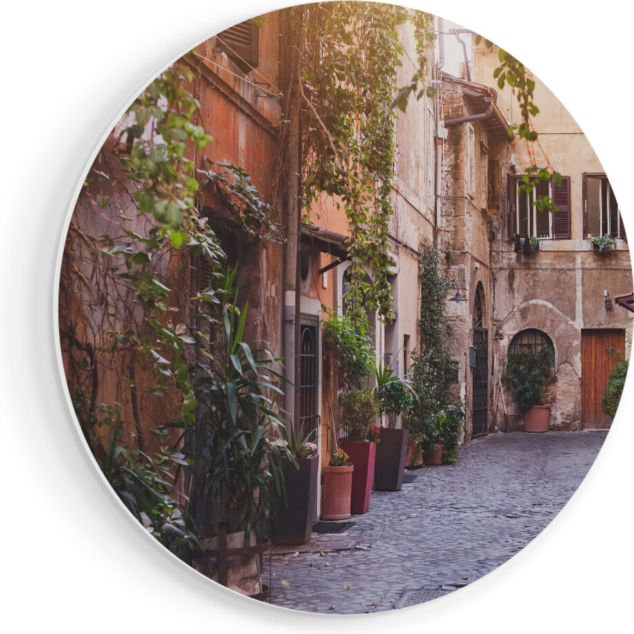 Artaza Forex Muurcirkel Straatje in Rome met Groene Planten - 40x40 cm - Klein - Wandcirkel - Rond Schilderij - Wanddecoratie Cirkel Artaza Forex Muurcirkel Straatje in Rome met Groene Planten - 40x40 cm - Klein - Wandcirkel - Rond Schilderij - Wanddecoratie Cirkel afbeelding 1