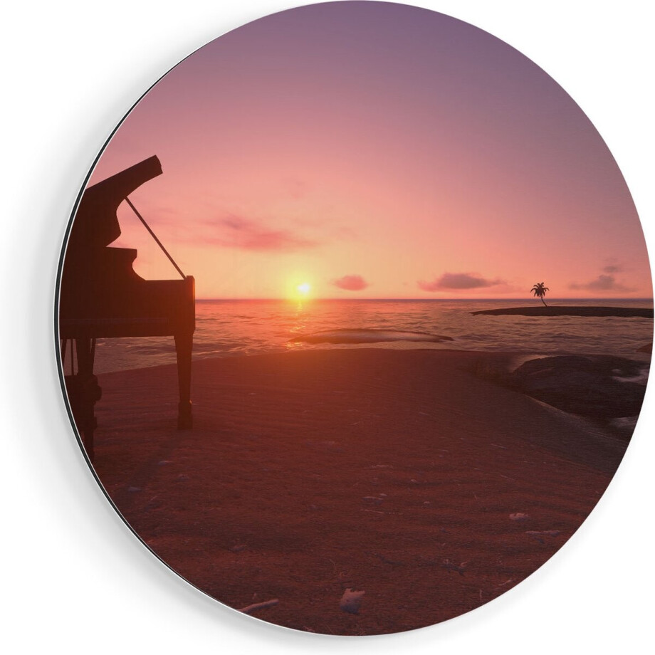 Artaza Dibond Muurcirkel Piano op het Strand bij Zonsondergang - Ø 90 cm - Groot - Wandcirkel - Rond Schilderij - Voor Binnen en Buiten Artaza Dibond Muurcirkel Piano op het Strand bij Zonsondergang - Ø 90 cm - Groot - Wandcirkel - Rond Schilderij - Voor Binnen en Buiten afbeelding 1