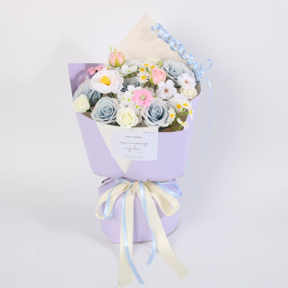 La Roselle Amsterdam Serenity Bloom Luxe Kunstbloemen Boeket – Geurende EVA Foam Rozen met Margrieten afbeelding 1