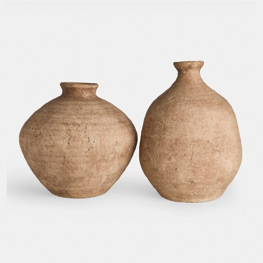LOBERON Decoratieve vaas set van 2 Kelvador bruin afbeelding 1
