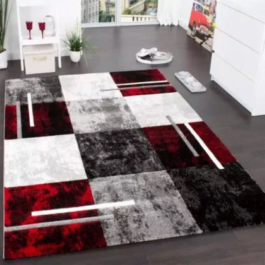 Paco Home Vloerkleed Diamond 663 Korte pool ruitmotief 3D-design ideaal in de woonkamer & slaapkamer afbeelding 1