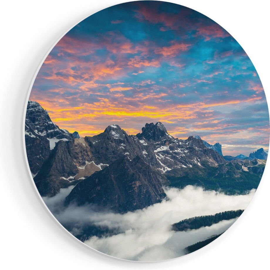 Artaza Forex Muurcirkel Bergen Landschap Met Wolken In Italië - 80x80 cm - Groot - Wandcirkel - Rond Schilderij - Wanddecoratie Cirkel Artaza Forex Muurcirkel Bergen Landschap Met Wolken In Italië - 80x80 cm - Groot - Wandcirkel - Rond Schilderij - Wanddecoratie Cirkel afbeelding 1