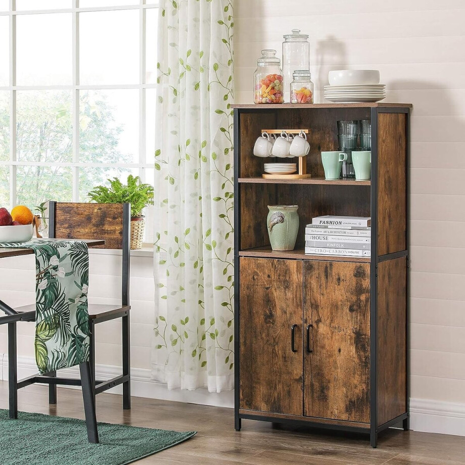 MIRA Home - Boekenrek - Keukenkast - Vakkenkast - Industrieel - 60x35x125 afbeelding 1