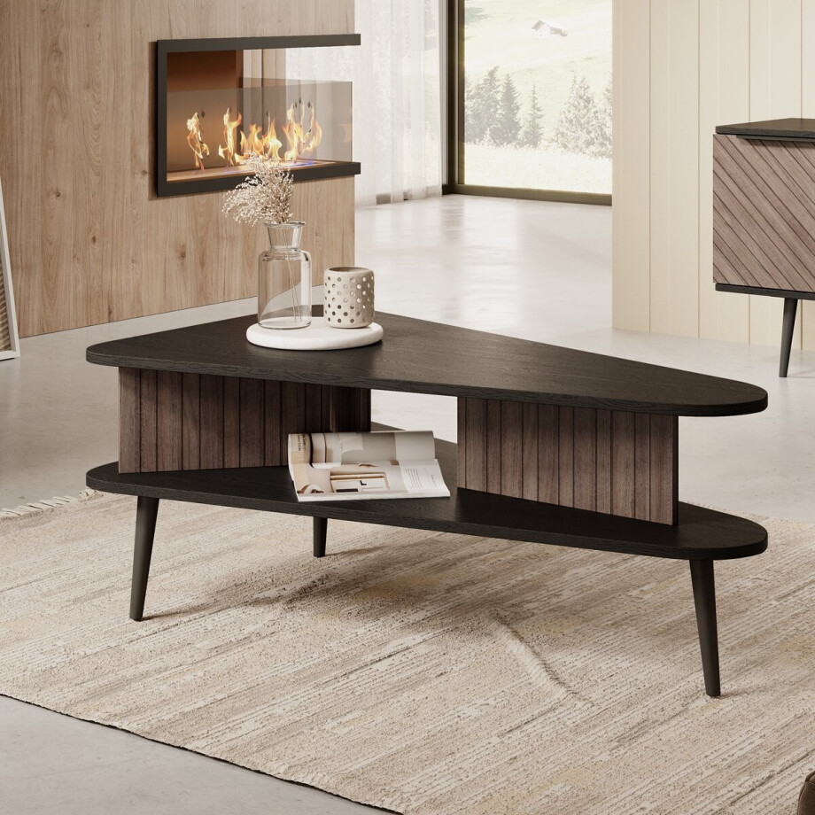Meubella - Salontafel Pedro - Donker eiken - Zwart eiken - 100 cm Meubella - Salontafel Pedro - Donker eiken - Zwart eiken - 100 cm afbeelding 1