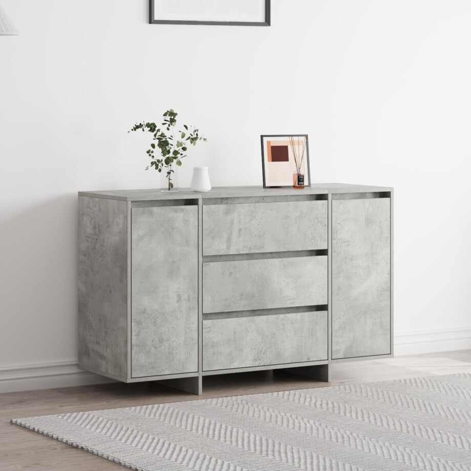 vidaXL - Dressoir - Beton - Grijs - 120 - x - 41 - x - 75 - cm - Bewerkt - hout afbeelding 1