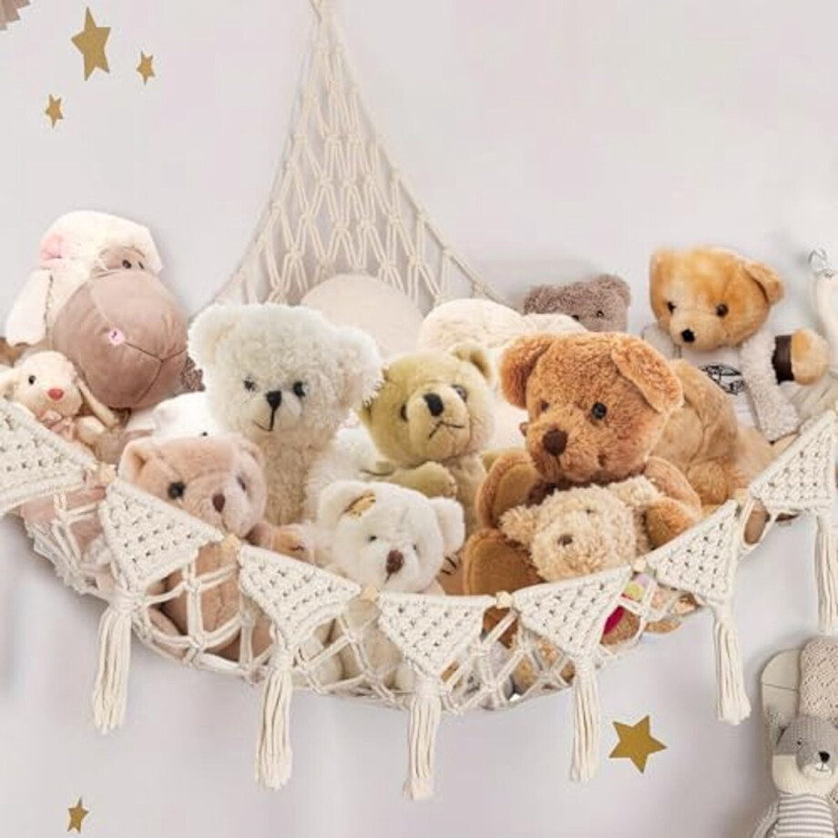 Ultiluxe® Knuffel Opberger - Stoffen Dieren Opberghanger - Kinderkamer Decoratie - Boho - Ruimtebesparend - Hangend - Transparant afbeelding 1