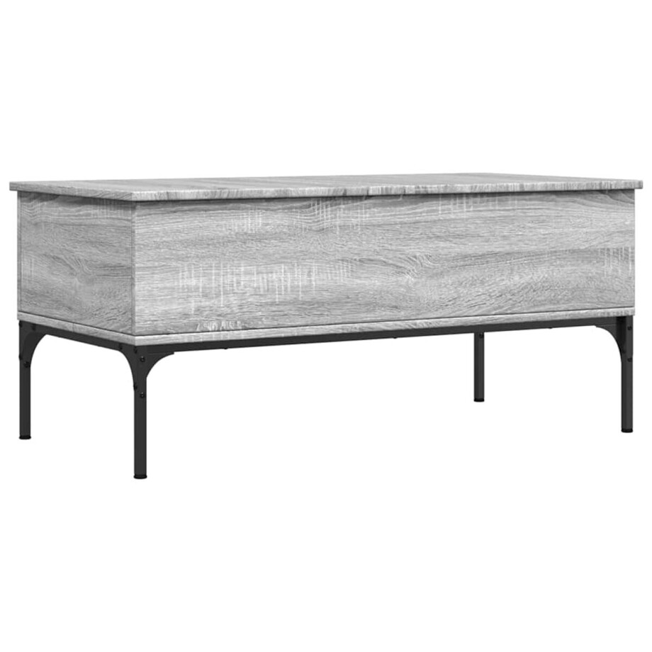 vidaXL - Salontafel - 100x50x45 - cm - bewerkt - hout - en - metaal - grijs - sonoma vidaXL - Salontafel - 100x50x45 - cm - bewerkt - hout - en - metaal - grijs - sonoma afbeelding 1