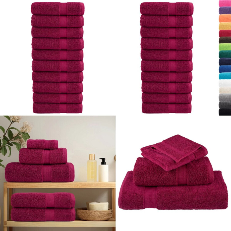 vidaXL Badhanddoeken SOLUND 10 st 600 g/m² 100x150 cm bordeaux - Handdoek - Handdoeken - Badhanddoek - Badlaken vidaXL Badhanddoeken SOLUND 10 st 600 g/m² 100x150 cm bordeaux - Handdoek - Handdoeken - Badhanddoek - Badlaken afbeelding 1