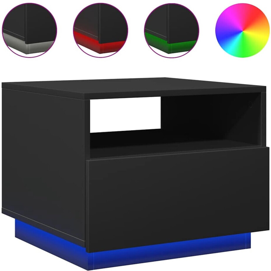 vidaXL - Salontafel - met - LED-verlichting - 50x49x40 - cm - zwart afbeelding 1