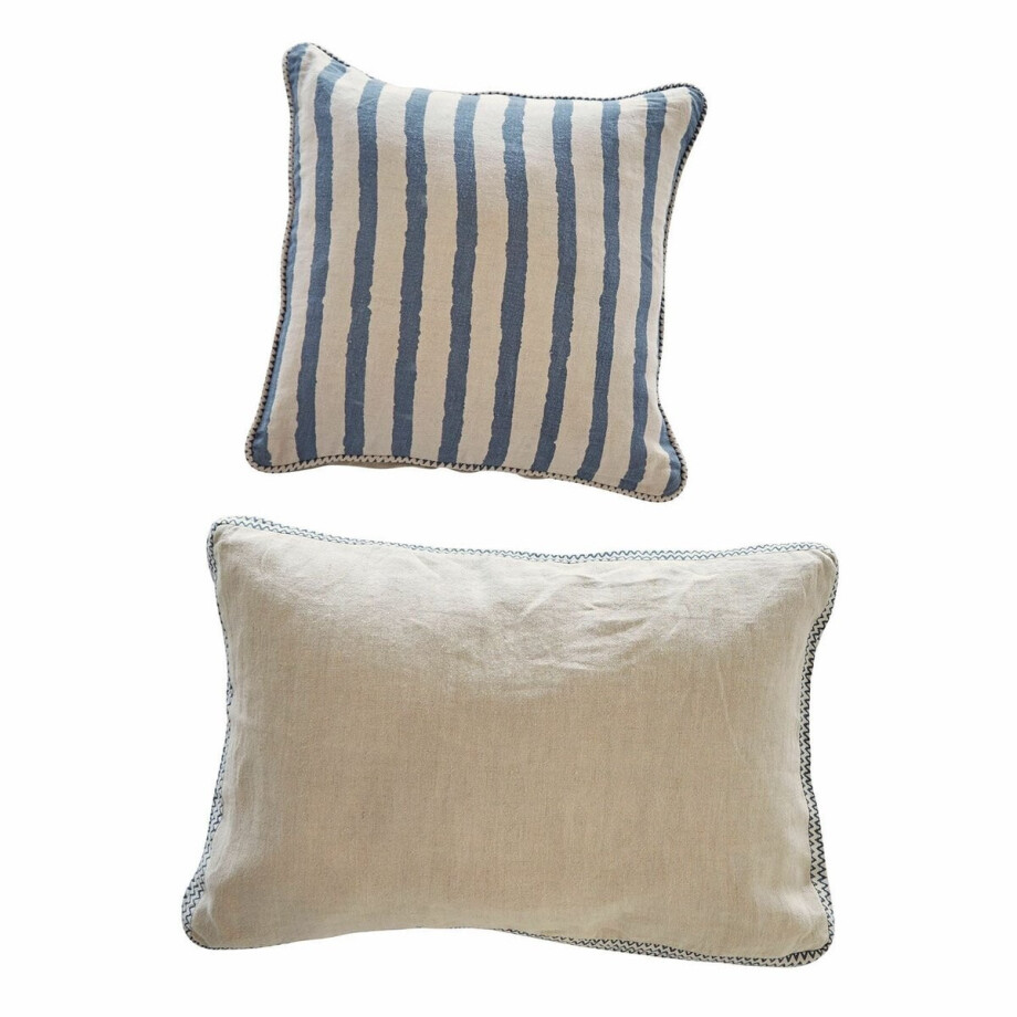 LOBERON Kussenhoes set van 2 Alarindor linnen/blauw afbeelding 1
