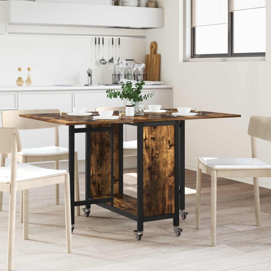 vidaXL - Vouwbare - eettafel - met - wieltjes - 130 - x - 80 - x - 76,5 - cm - staal - PB vidaXL - Vouwbare - eettafel - met - wieltjes - 130 - x - 80 - x - 76,5 - cm - staal - PB afbeelding 1