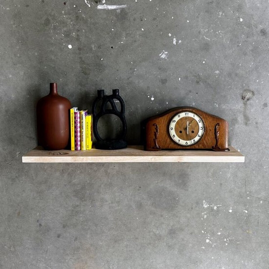 GoudmetHout - Zwevende wandplank - Blinde montage - eiken - 220 x 25 cm - licht eiken - zwevende boekenplank - Incl. bevestiging afbeelding 1