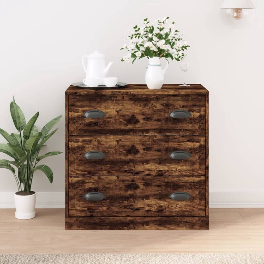 The Living Store Dressoir - Klassiek - Bijzetkast - 70 x 35.5 x 67.5 cm - Gerookt Eiken afbeelding 1