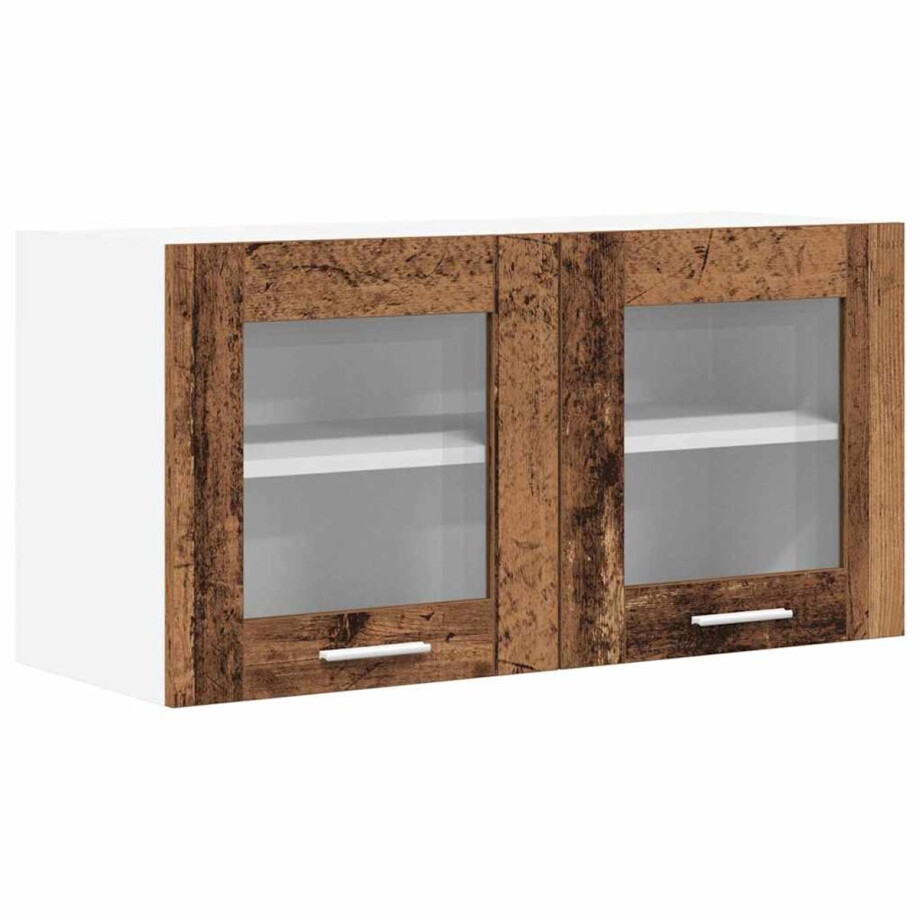 vidaXL - Hangkast - Oud - Hout - en - Wit - 80 - x - 31 - x - 40 - cm - Bewerkt - hout afbeelding 1