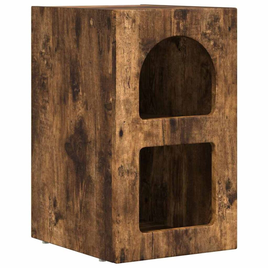 vidaXL - Nachtkastje - ELST - Rook - Eiken - 29,5 - x - 33,5 - x - 50 - cm - Bewerkt - hout afbeelding 1
