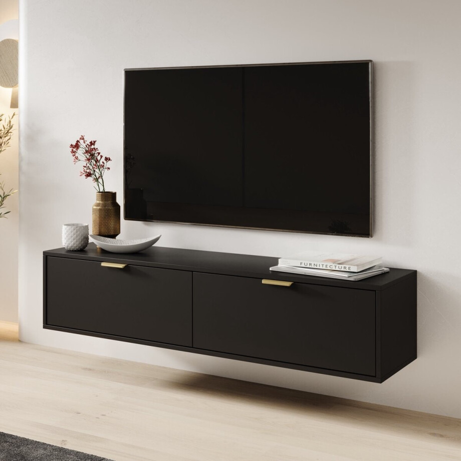 Meubella - TV-Meubel Silas - Zwart - 140 cm afbeelding 1