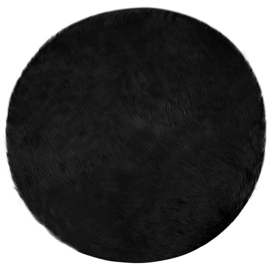 vidaXL - Tapijt - van - imitatie - schapenvacht - TAFALLA - Zwart - Ø - 100 - cm vidaXL - Tapijt - van - imitatie - schapenvacht - TAFALLA - Zwart - Ø - 100 - cm afbeelding 1