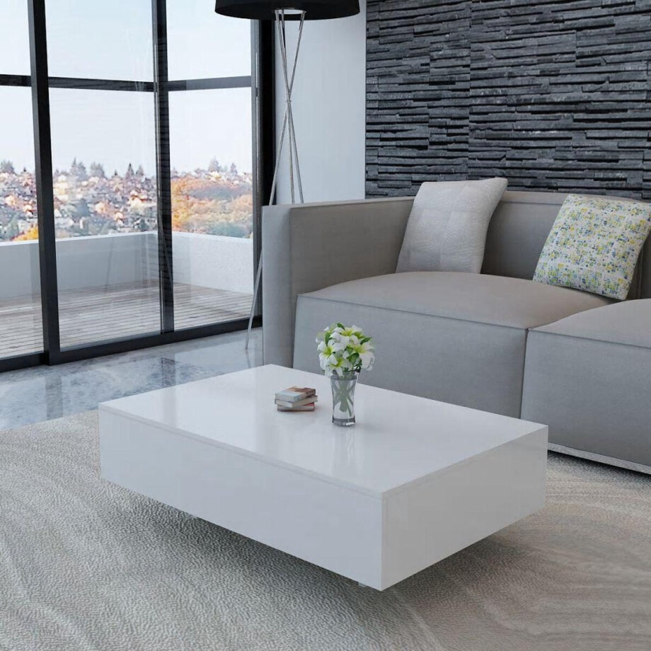 vidaXL - Salontafel - hoogglans - wit afbeelding 1