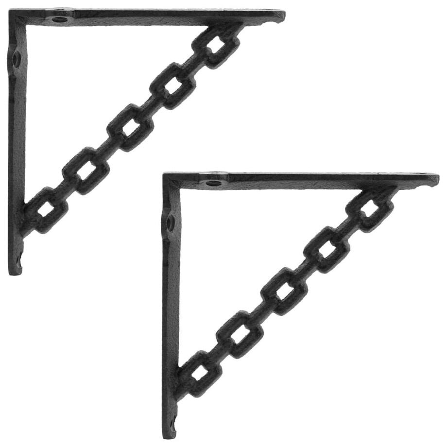 vidaXL - Wandplankbeugels - 2 - st - Zwart - 14,5 - x - 14,5 - x - 3 - cm - Staal afbeelding 1