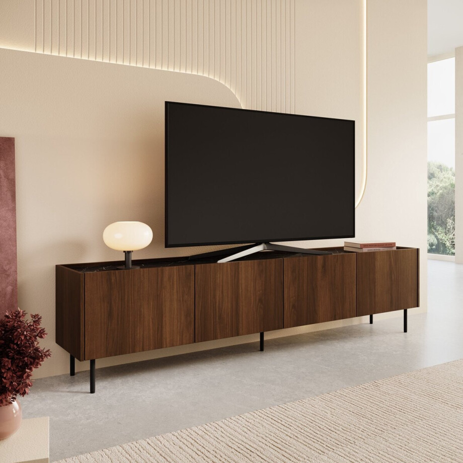 Meubella - Tahiti - TV-Meubel - Donker eiken - 200 cm afbeelding 1