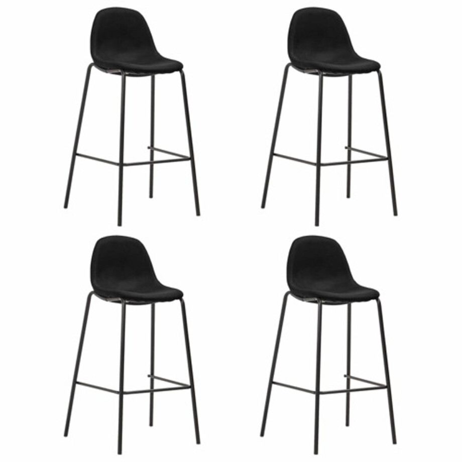 vidaXL - Barstoelen - 4 - st - stof - zwart afbeelding 1
