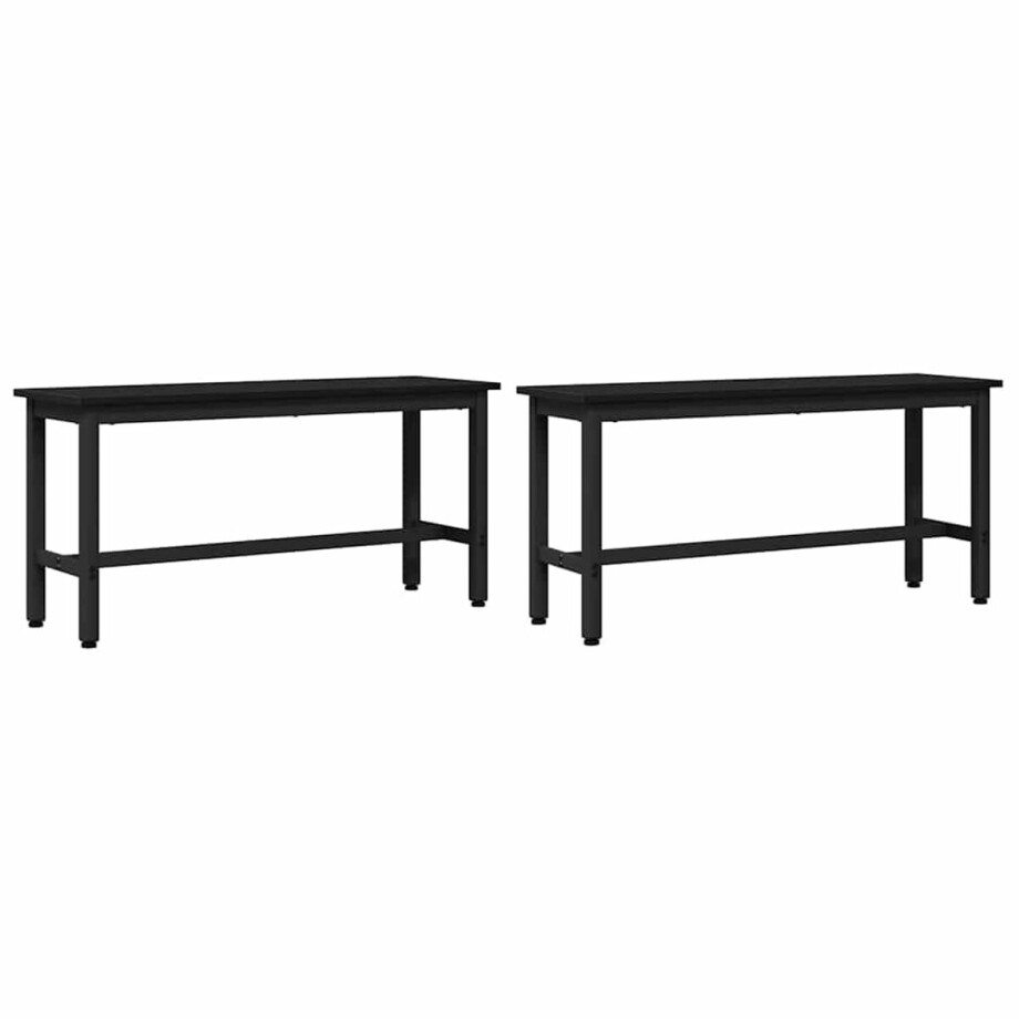 vidaXL - Eetbank - 2 - pcs - Zwart - Eiken - 100 - x - 32,5 - x - 48,5 - cm afbeelding 1