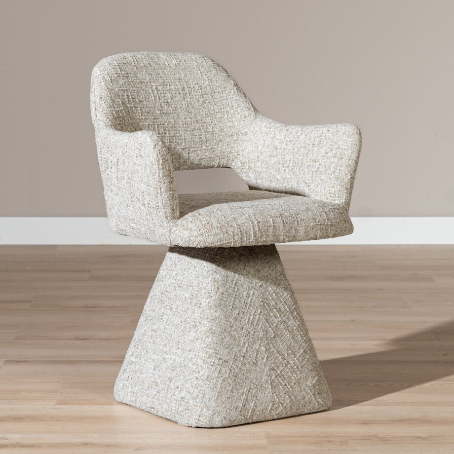 Bronx71® Eetkamerstoel Josh draaibaar chenille taupe - stoel Bronx71® Eetkamerstoel Josh draaibaar chenille taupe - stoel afbeelding 1