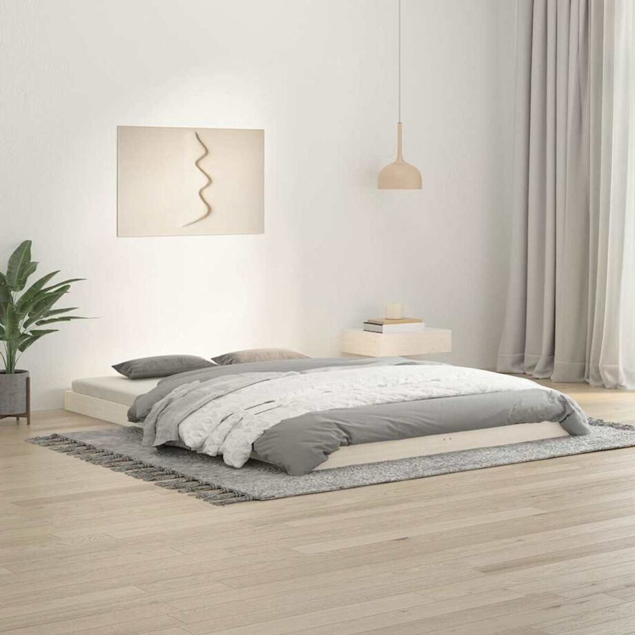 vidaXL - Bedframe - massief - grenenhout - wit - 140x200 - cm vidaXL - Bedframe - massief - grenenhout - wit - 140x200 - cm afbeelding 1