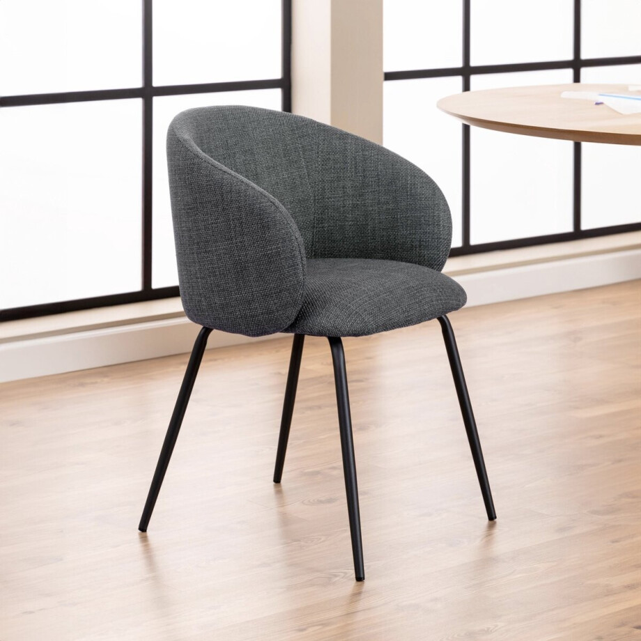 2x Sohome Eetkamerstoel Jamarius stof - Donkergrijs afbeelding 1