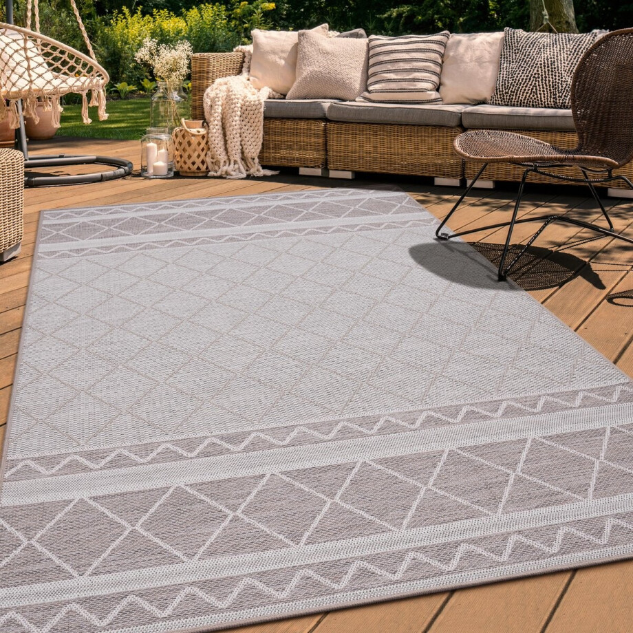 Paco Home In-& Outdoor Vloerkleed Balkon Terras Keukenvloerkleed Modern Boho Ethno Patroon 80 cm Rund Paco Home In-& Outdoor Vloerkleed Balkon Terras Keukenvloerkleed Modern Boho Ethno Patroon 80 cm Rund afbeelding 1
