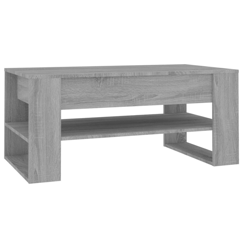 vidaXL - Salontafel - 102x55x45 - cm - bewerkt - hout - grijs - sonoma - eikenkleurig afbeelding 1
