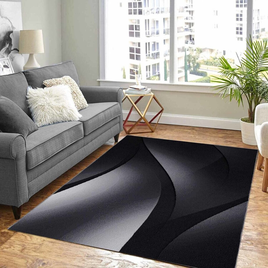 Flycarpets Marlon Vloerkleed Modern - Grijs - Zwart - Laagpolig - 280x370 cm afbeelding 1