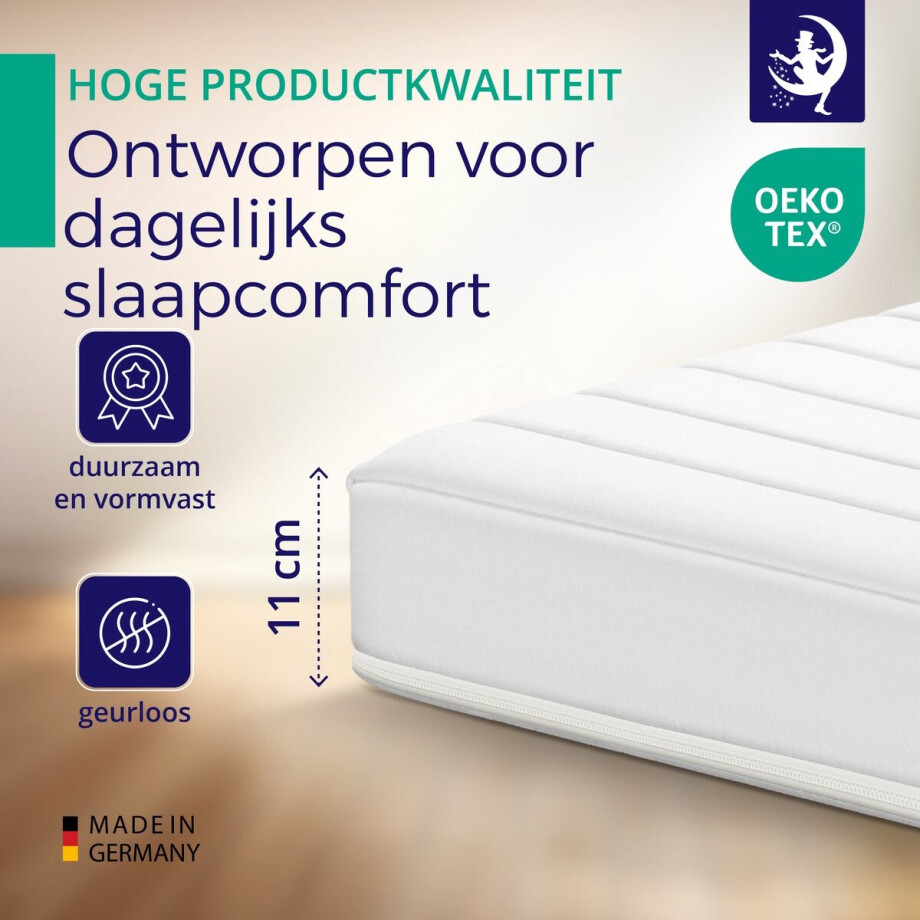 Mister Sandman - Matras Basic - Koudschuim matras 120x200 - Comfort Foam matras - Anti-Allergisch - Eenpersoons matras stevig - Hoegte 11cm afbeelding 1