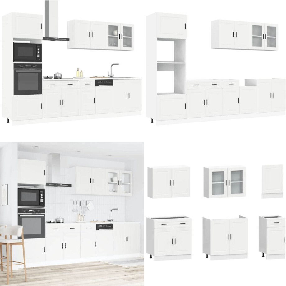vidaXL 7-delige Keukenkastenset Kalmar bewerkt hout wit - Keukenkastset - Keukenkastsets - Keukenunitset - Kastset afbeelding 1