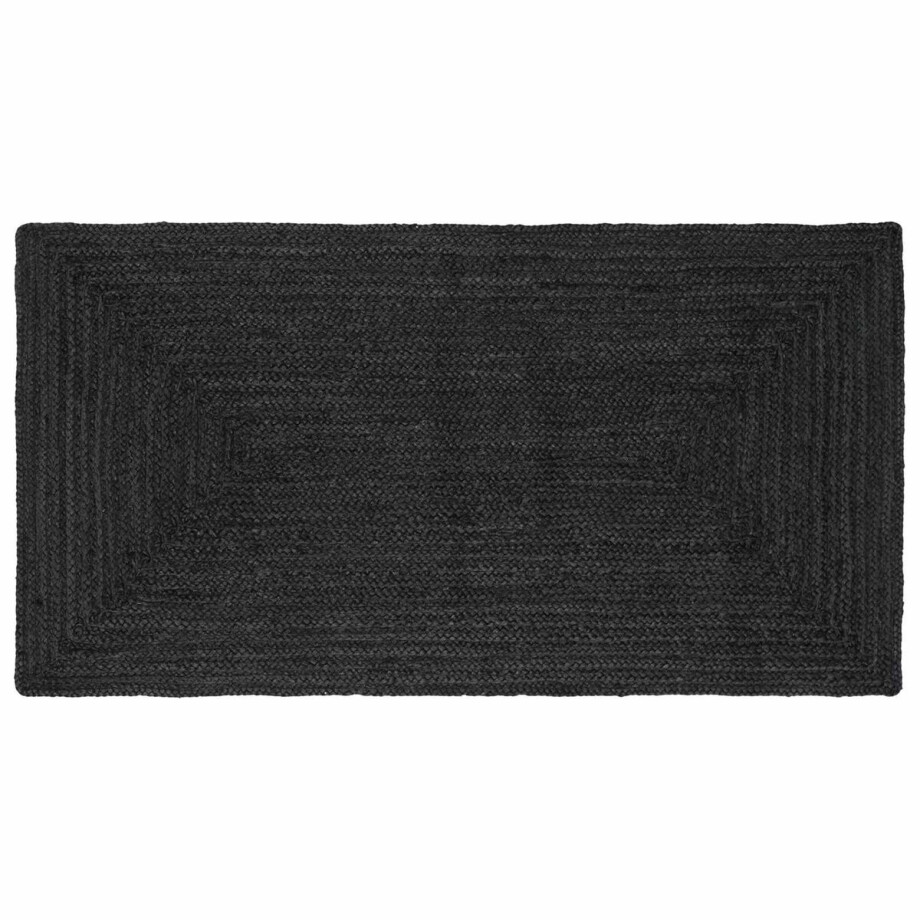 vidaXL - Gebied - Tapijt - Donkergrijs - 100 - x - 200 - cm - Jute afbeelding 1