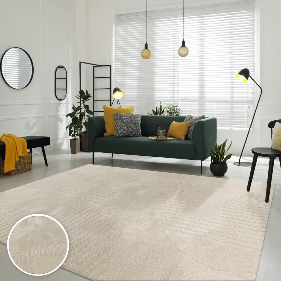 Paco Home Vloerkleed Woonkamer Laagpolig Scandinavisch Geometrisch Boho Eenkleurig 80x150 cm afbeelding 1