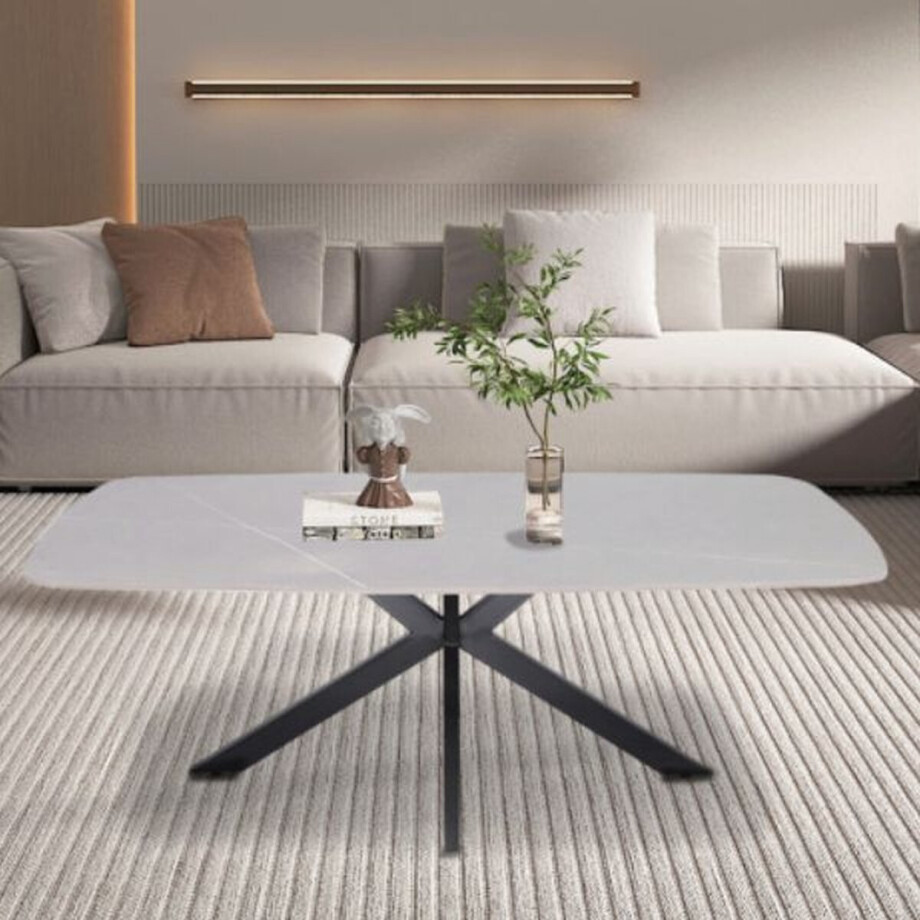Salontafel 'Apollo' 130 cm Deens Ovaal Steen Grijs afbeelding 1