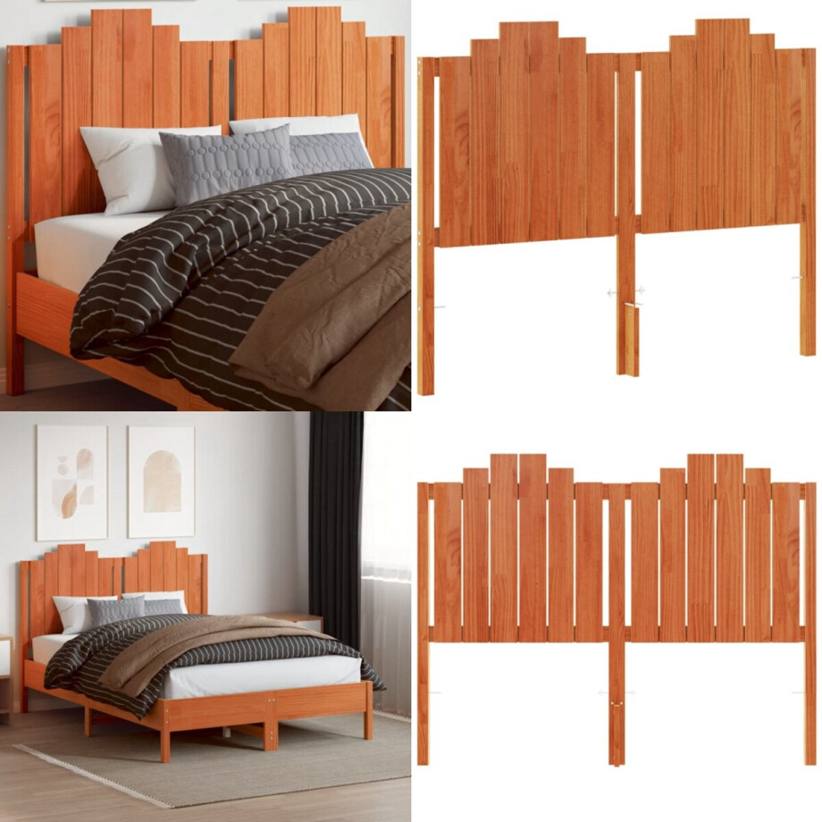 vidaXL - Hoofdbord - 135 - cm - massief - grenenhout - wasbruin afbeelding 1