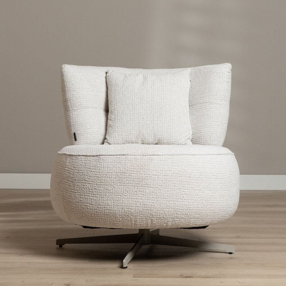 Bronx71® Fauteuil Fallon draaibaar gemêleerde stof beige afbeelding 1