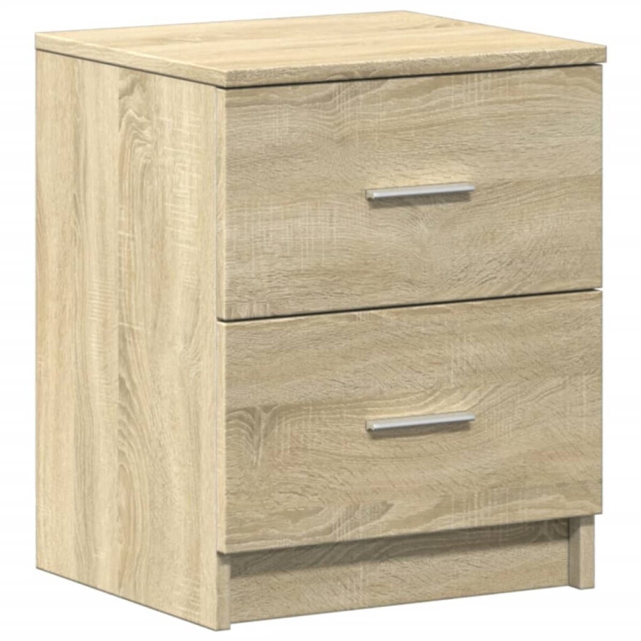 vidaXL - Nachtkastje - met - 2 - lades - 40x36x50 - cm - sonoma - eikenkleurig afbeelding 1