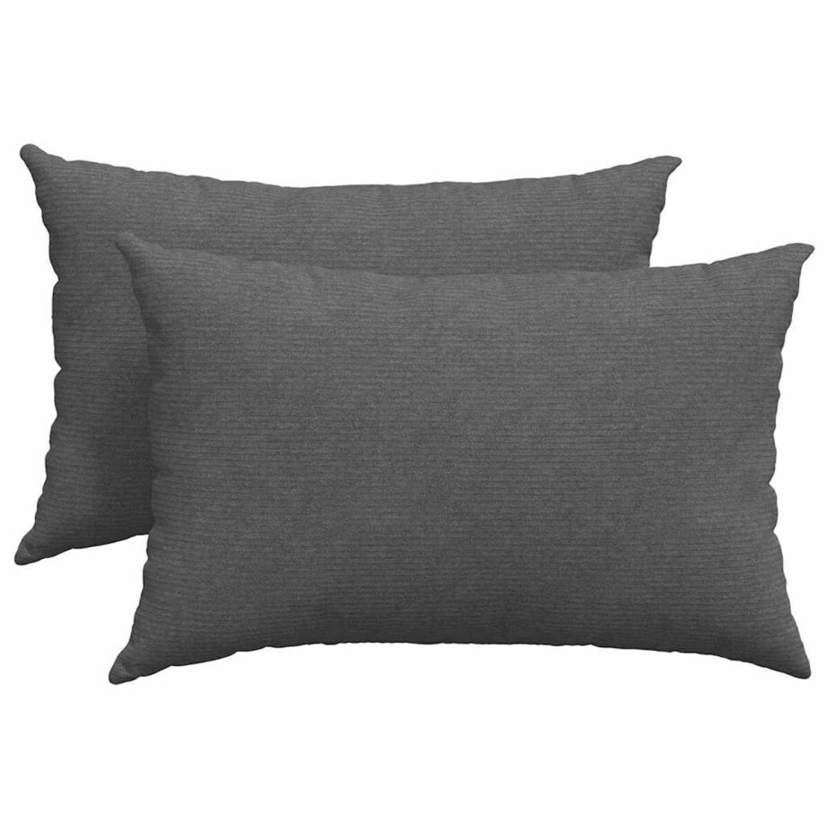 vidaXL - Zitkussens - 2 - pcs - Donkergrijs - 60 - x - 40 - cm - Corduroy - stof afbeelding 1